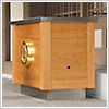 ステンレス製＋欅材　“盗られない、壊されない、動かせない、鍵のない”賽銭箱です。